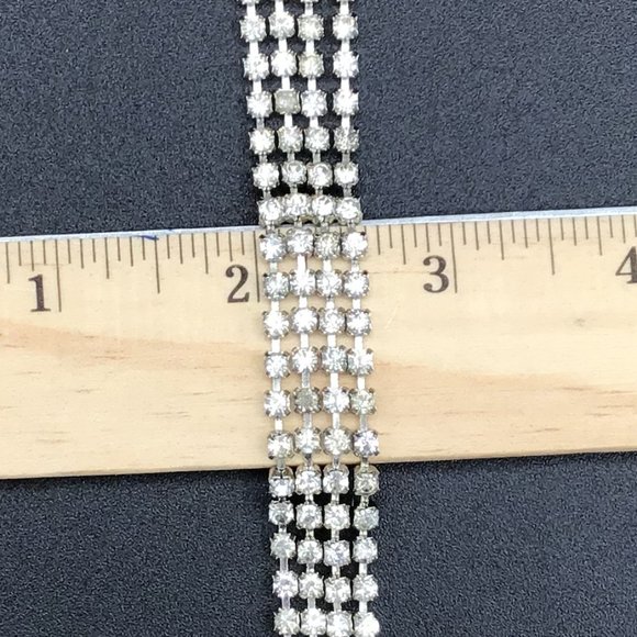 Vintage Multi Strand Rhinestone Bracelet - Picture 5 of 16